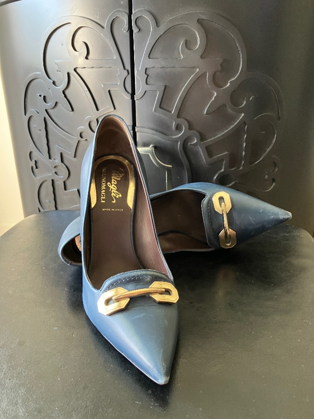 Bruno Magli Navy Stilettos